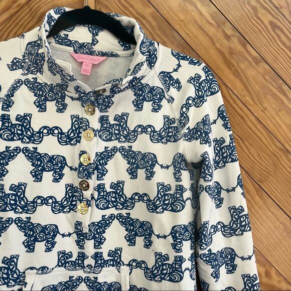 Lilly Pulitzer Check Your Trunk Elephant Captain Popover - Picture 1 of 4